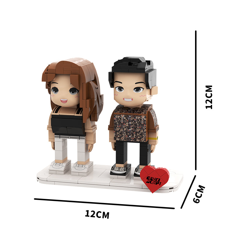 Couple Custom Brick Figure Toy Building Blocks Capable of Interconnection