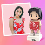 Load image into Gallery viewer, Square face Female Custom Brick Figure Toy Building Blocks
